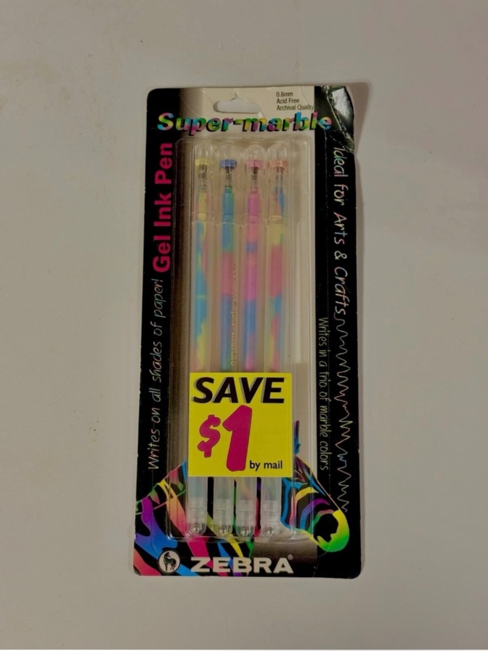 Zebra Super Marble Gel Pens 4 Pack Color Changing Ink Vintage 90s Retro Sealed